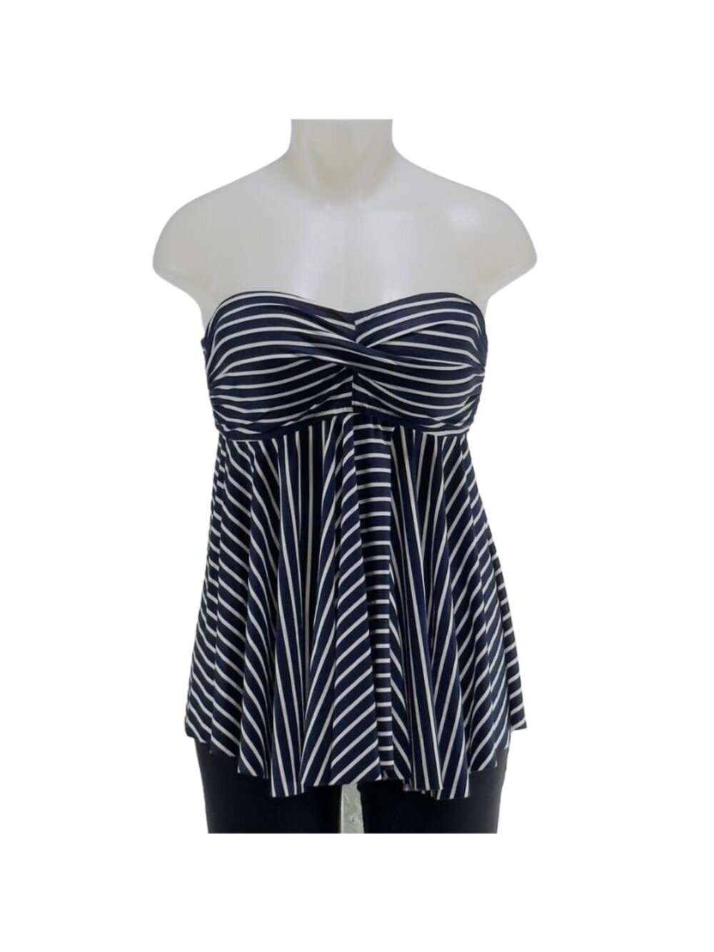 GAP Women's Swimsuit Tankini Top Nylon Blue White Striped Pattern Size S